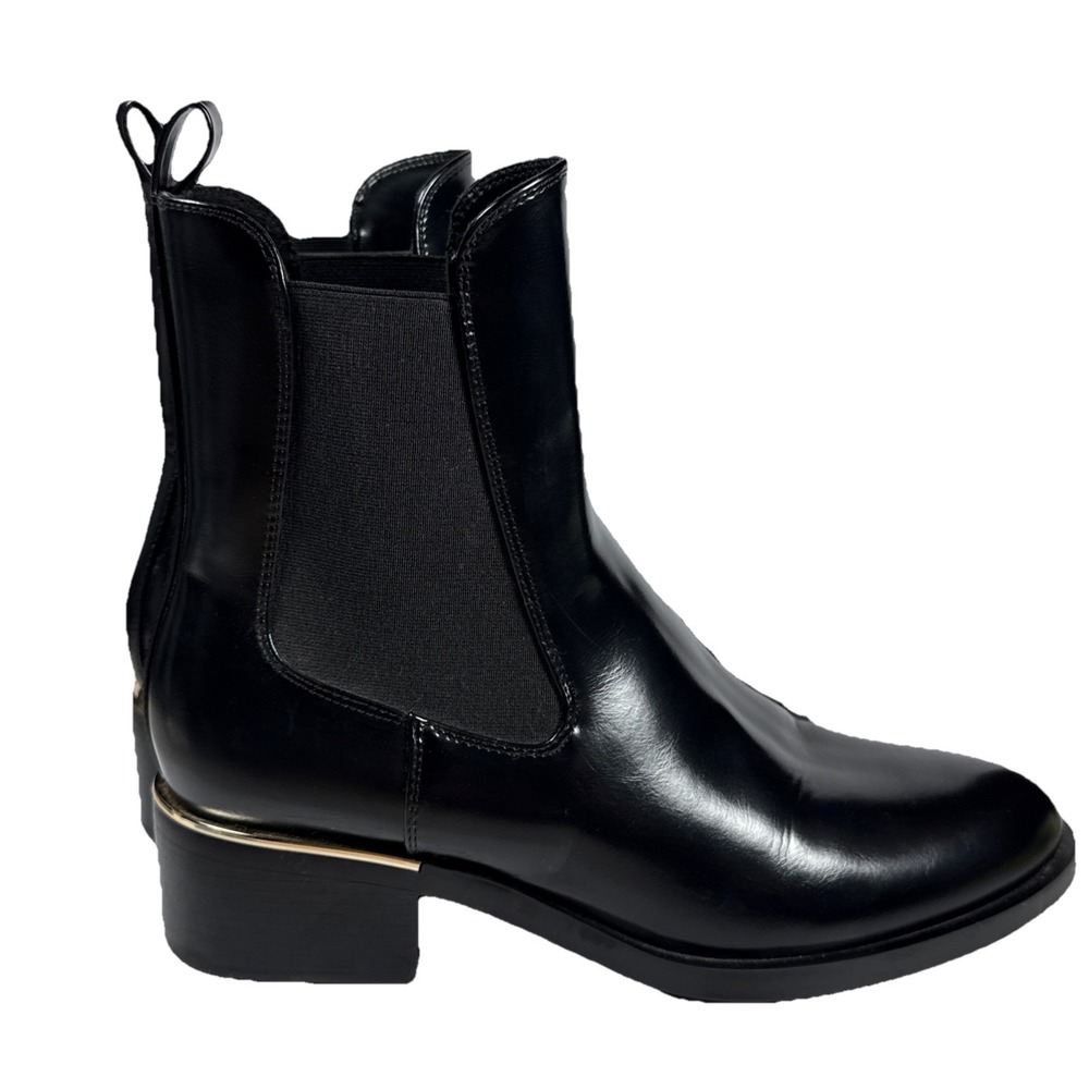 Zara Woman METAL PLATE ANKLE BOOT Black Size Euro (41) US 10